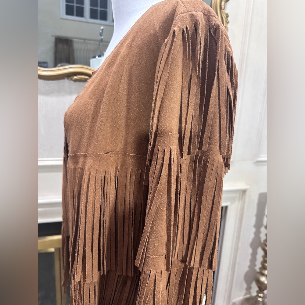 Vocal Faux Suede Fringe‎ Open Front Jacket – Size Small - Picture 8 of 15